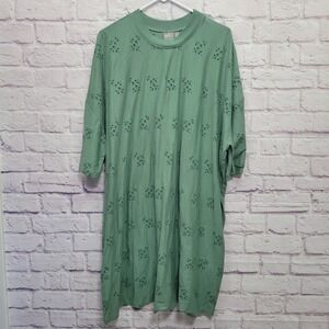 NEW‎ ASOS Green Eyelet Tshirt Dress Size 14 Oversized Muumuu Comfy Lounge Casual